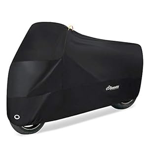 Beeway® 190T Housse de protection pour moto en nylon étanche, Protège de la pluie, des UV, de la poussière, Utilisations intérieure/extérieure, avec oeillets pour passage de l’antivol