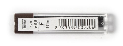 Koh-I-NoorFine Graphite Leads for 0.5mm Diameter 60mm F Mechanical Pencil, 12 Count (Pack of 1)