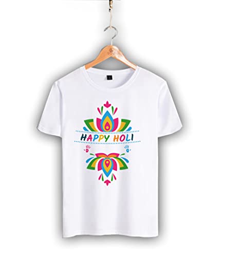 Image of Decor Production Men's /Women's Regular Fit -Colourful - Holi Tshirt Shirt for Men /Women Printed Round Neck Tshirt || Mens /Womens Tshirts Polycotton Half Sleeve