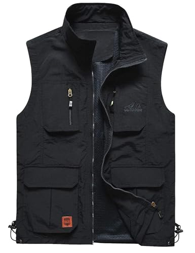 Flygo Men's Lightweight Outdoor Travel Work Fishing Vest with Multi-Pockets