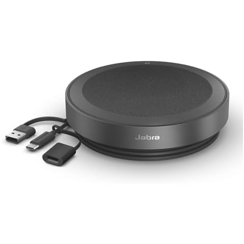 Jabra Speak2 75 (2025 Edition) Wireless Bluetooth Speakerphone - 4 Noise-Cancelling Mics, 65mm Speakers - New Linking Feature - USB-A & USB-C - Certified for Zoom and Google Meet - Dark Grey Cover
