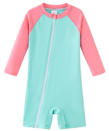 Image of UMELOK Baby Girls' One Piece Swimsuit Full Zip UPF 50+ Sun Protection Swimwear Rash Guard Swim Suit