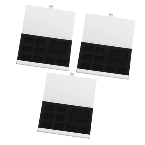 Ficher Lot de 3 boîtes de rangement à 9 emplacements pour cartes mémoires - Coque en alliage d'aluminium pour 8 cartes TF et 1 carte SD - Durable