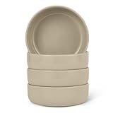 Amazon Basics Glazed Stoneware Bowls, 4-Piece Set, Microwave and Dishwasher-Safe, 5.5 in., Linen...