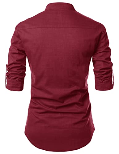 Image of Zombom Men's Solid Cotton Polyester Blend Casual Regular Fit Mandarin /Chinese Collor Full Sleeve Kurta Shirt for Men