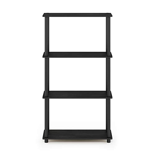 Image of Furinno Turn-N-Tube 4-Tier Multipurpose Shelf Display Rack, Round Tubes, Americano /Black