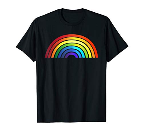 Rainbow Simple Style Basic Stripe Design T-Shirt