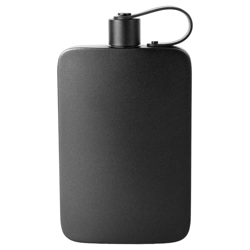 Harupink Petaca de acero inoxidable, juego de petaca de acero inoxidable 304, 18 oz 500 ml, con tapa sin bisfenol A, para whisky, ron, vodka, adecuado para senderismo y fiestas (negro)