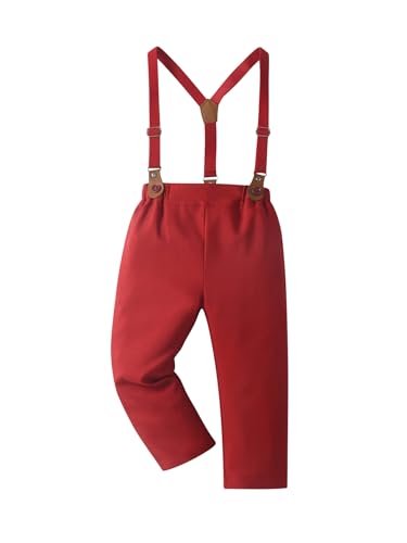Image of Boarnseorl Baby Boys Pants Sets, Infant Long Sleeve Shirt + Pants + Bow Tie + Suspenders Outfits