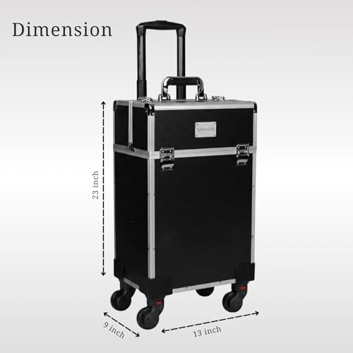 Image of SHAMAX Professional Rolling Makeup Case, Cosmetic Organizer Trolley, MUA & Salon Artist Storage Vanity Locks - Trolley for Hairdressers, Salons, Beauty Lovers - 360 Universal Wheels (3599 /BS)