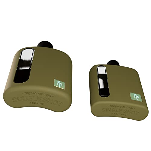 Ragproper Modern Glass Hip Flask - Durable Liquor Flask With Cork And Silicone Lid Liners, Metal And Sneaky Plastic Lids, Smooth Pour Funnel, Silicone Sleeves, Single Shot 100Ml + Double Shot 240Ml #TOP4