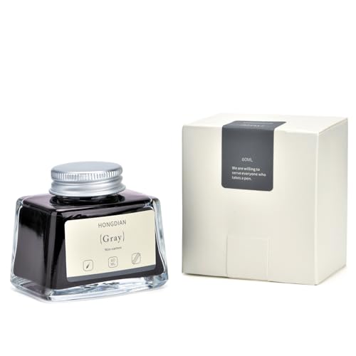 Image of Hongdian Fountain Pen Bottled Ink Gray, 60ml Fountain Pen Ink Bottled for Writing and Calligraphy, Non Carbon