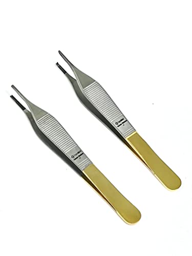 Premium German Stainless Tungsten Carbide TIP ADSON Forceps Tissue 1X2 Teeth ADSON Brown Forceps ADSON Dressing Forceps 4.75