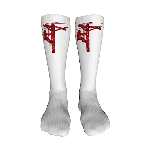 Red Electrician Knee High Socks For Women Long Tube Socks Athletic Compression Socks Unisex High Socks Girls3