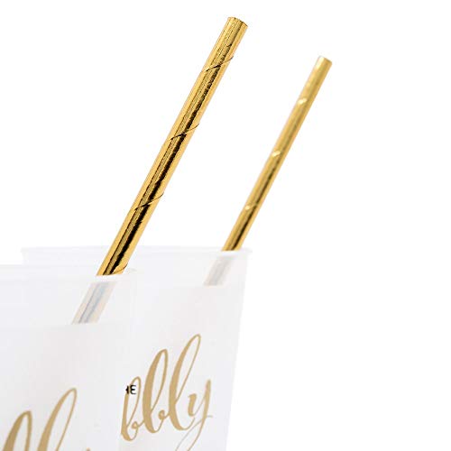 Pitillos de papel dorado y blanco paquete 25 unidades miniatura 2
