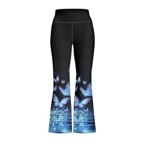Butterfly Girl's Leggings Cross High Waisted Flare Pants Yoga Bootcut Pants Full Length Bell Bottoms
