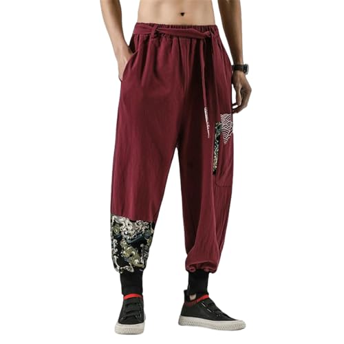 Pantalon en lin et coton homme de style chinois pour le printemps et l'été