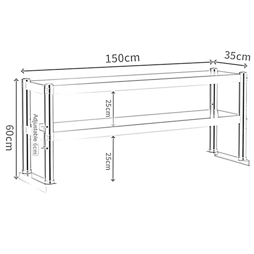 Altezza regolabile Overshelf Cucina Commerciale Preparazione Rack per Ristorante Tavolo da Lavoro HeavyDuty StoraSolution per la preparazione degli alimenti & nization