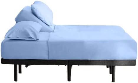 ARlinen Split Head Flex Cal-King Sheet Set- 1800 Ultra-Soft Microfiber Sheets- Double Brushed- Deep Pockets- Easy Fit- 4 Piece Set- FlexTop King Sleep Number Sheets (Cal-King-34 Top Flex, Light Blue)