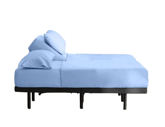 ARlinen Split Head Flex Cal-King Sheet Set- 1800 Ultra-Soft Microfiber Sheets- Double Brushed- Deep Pockets- Easy Fit- 4 Piece Set- FlexTop King Sleep Number Sheets (Cal-King-34 Top Flex, Light Blue)