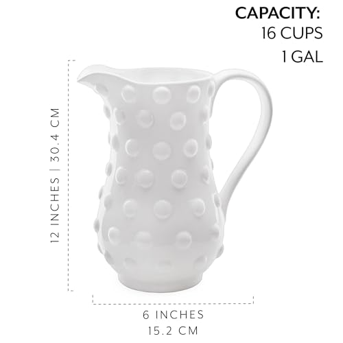 Auldhome Design SH_2627 Auldhome White Hobnail Ceramic Pitcher thumb #5