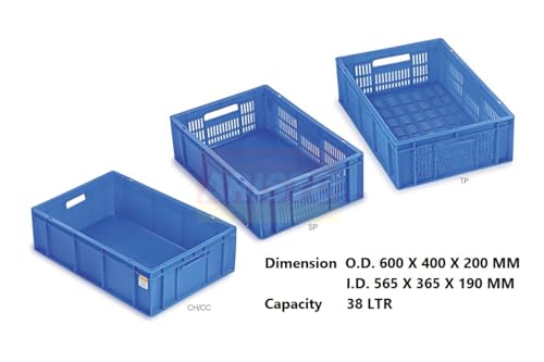 Image of ARISTO Portable and Stackable Plastic Storage Container Box Crate 64200 CH designed for multipurpose storage Blue