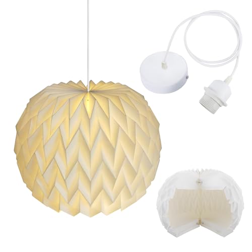 Abat Jour Papier avec Cable Suspension Luminaire e27 Origami Suspension Boule Papier pour Appartements Cafés Studios ou le Bricolage Créatif Nordique...
