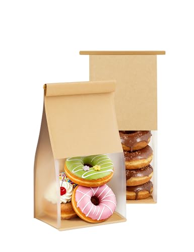 FireKylin Bakery Bags with Tin Tie Tab Lock 3.9x3.1x 8.2 Bread Bags for Homemade Bread Cookie Bags Good Choice Breads Goodies Baked Goods and Cookie Packaging (50 Small)