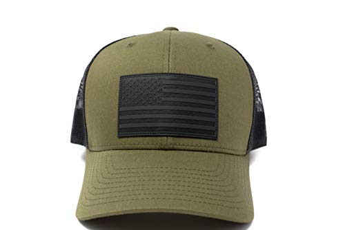 Image of 13 STRIPES American Flag Hat - Leather Patch Mesh Back Snapback Hat for Men & Women USA Flag Trucker Hat, Casual Unisex Hat