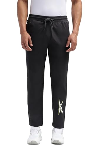 Image of Reebok Men's Polyester Track Pants - Quick Dry Lightweight Gym Trackpants for Men | Training Running Payjama for Men | Athletic Pants - Elastic Drawcord Waistband