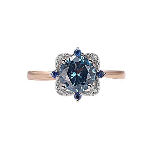 925 Sterling Silver Plated Platinum-set Topaz for Women's Engagement and Wedding Rings Blue Topaz Ring