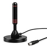 T808 2026 Indoor HDTV Aerial with Signal Booster – Digital TV Antenna for Smart TV & Freeview, Long Range Support 4K 1080P – Magnetic Base & 16.5FT Coax Cable