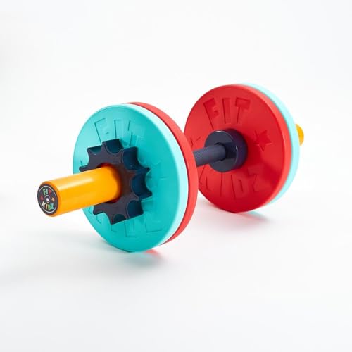 Fit Kidz Dumbell & Bumper Plate Set - Kinder-Kurzhantel - Sport- und Fitnessspielzeug - für eine aktive Kindheit