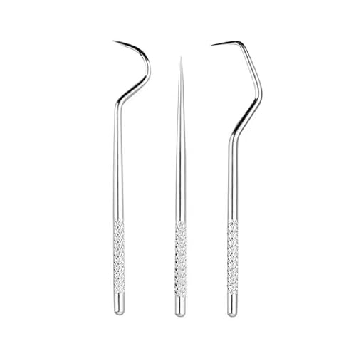 bonmall Dental Teeth Pick Stainless Steel Toothpick Set Reusable Tooth Stains Remover Dental Tool Teeth Cleaning Tools with Holder for Outdoor Picnic, Camping, Travel (7PCS/Set) - Thumbnail 3