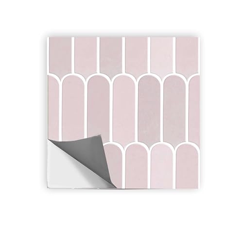 Image of Scala Bleucoin Peel and Stick Tile Stickers Vinyl Self-Adhesive Backsplash for Kitchen & Bathroom Easy DIY Home Decor Water-Resistant & Tile Decals Pack of 24 Pcs (Pink, 12 inch x 12 inch Inches)