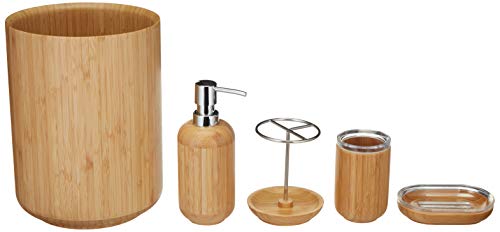 Preisvergleich Produktbild AmazonBasics - Bambus-Badezimmer-Set, Rund, 5-teilig