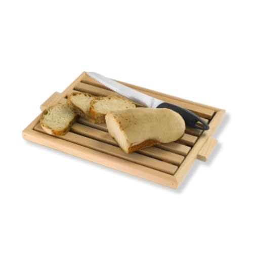 Tagliere Pane con Vassoio Raccoglibriciole, Griglia Estraibile, 100% Legno Faggio, 38 x 24 x 2h cm, Tagliere Pane Made in Italy