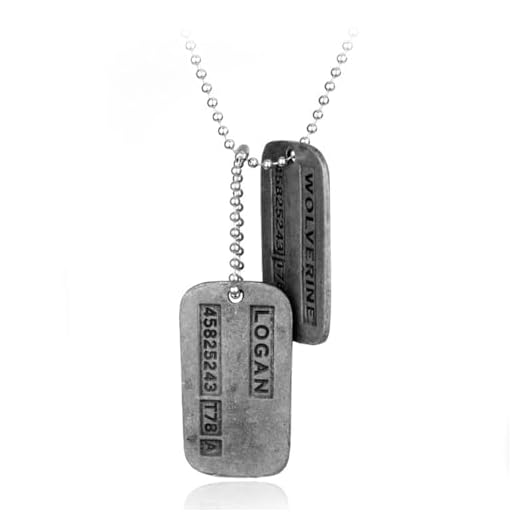 Wolverine Logan Médaille double face sur chaîne de 50,8 cm pour costume de cosplay, plaque militaire en acier inoxydable