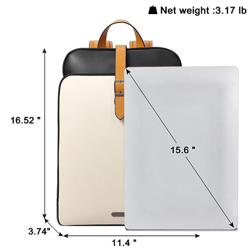 Image of CLUCI Leather Backpack for Women, 15.6 inch Laptop Bag, Large Genuine Work Backpack Travel Back