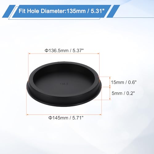 Image of uxcell Silicone Hole Plug, Waterproof Round Rubber Stoppers Bottle Seal Plugs Tube Pipe End Caps for 135mm /5.31 inch Hole for Bathtub Bottle, Black