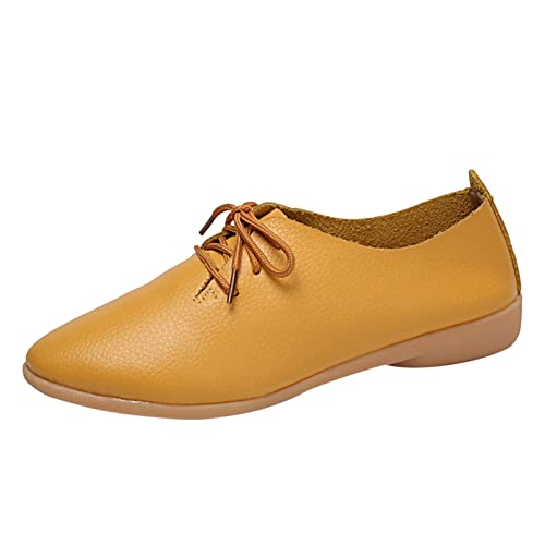 Zapatillas de ocio para mujer, de piel, antideslizantes, ligeras, con cordones, de piel lisa, zapatos deportivos, tallas grandes, zapatos de trabajo, zapatos de verano, zapatos de plataforma, zapatos