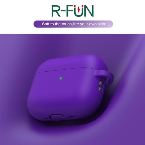 Image of R-fun for AirPods Pro 3 Case (2025), Soft Silicone Protective Case Cover Compatible with Apple AirPods Pro 3rd Generation (USB-C Cable) for Women Men with Cleaning Kit and Keychain, Purple