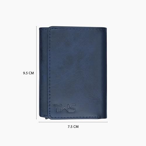 Image of The Wallet Store Maverick RFID Protected Vegan Leather Wallet Cardholder | Pop-up Cardholder | Scan Proof Wallets for Men | Aluminium Case | Up to 8 Cards | Credit & Debit Cardholder (Blue)