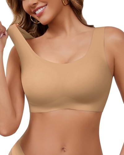 Image of Wireless Bras for Women No Underwire Seamless Full Coverage T-Shirt Bra