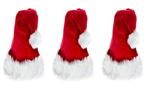Ciffre 3er Set WEIHNACHTSMÜTZE NIKOLAUSMÜTZE PLÜSCH DICKER FELLRAND...