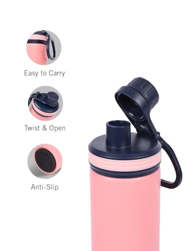 Image of NAUTICA Premium Leak-Proof Insulated Water Bottle - 1pc (Fender)| 500ml | Stainless Steel Flask with 24 Hours Temperature Retention | Ideal for Travel, Gym, Office Use Texas Printed-b.Pink /Purple