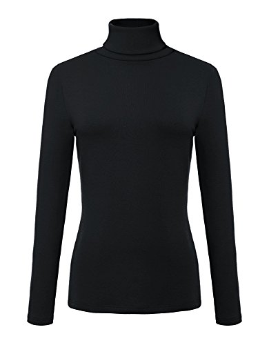Urban CoCo Women's Solid Turtleneck Long Sleeve Sweatshirt (M, Black)