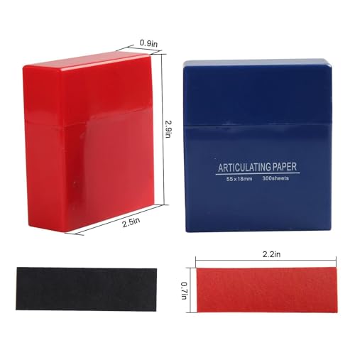 Image of Dental Articulating Paper Double Sided Bite Articulating Paper 100 Micron Film Doubled Side 55 x 18 x 0.1mm for Adults and Children (Blue 300Pcs)