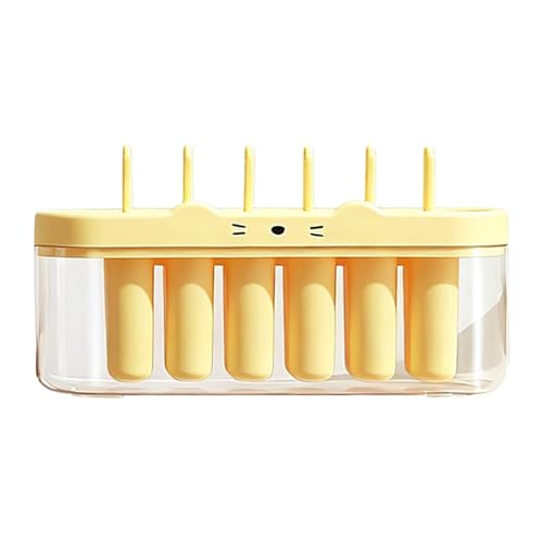 Molde antiadherente, bandeja para hacer hielo de seis cavidades, molde de 9,06 x 3,15 pulgadas con fácil liberación, herramienta de postre de polipropileno PET y moldeo con diseño divertido, accesorio