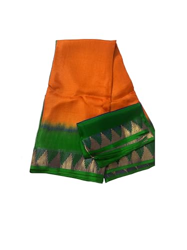 Image of Women's Bhagalpuri Pure Kota Doria Silk Net Saree With Temple Zari Border and Running Blouse Piece